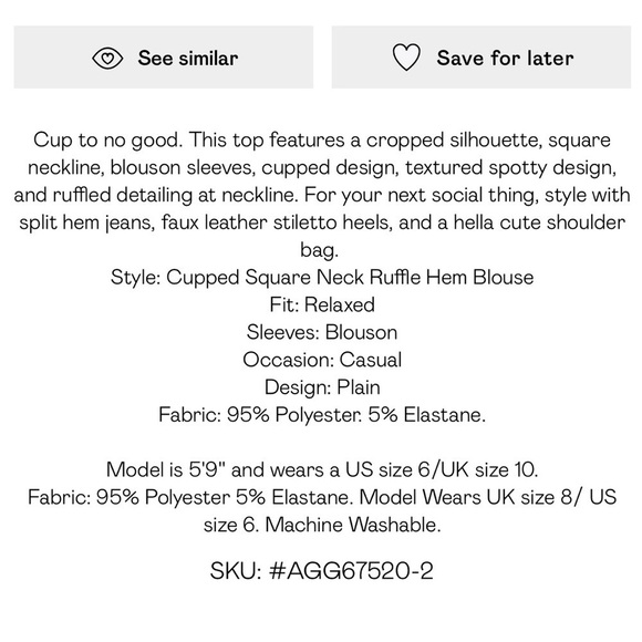 Nasty Gal Cupped Square Neck Ruffle Hem Blouse in White Size 6 New - Picture 12 of 12